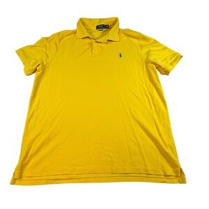 Ralph Lauren Shirt Men XL TG Yellow Cotton Short Sleeve Polo Shirt Classic Fit